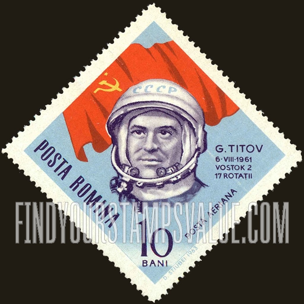 FindYourStampsValue: AIR POST STAMPS - Astronauts and flag: Gherman S. Titov