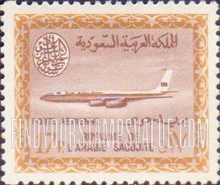 FindYourStampsValue: AIR POST: Saudi Airline Boeing 720-B Jet - البريد الجوّي: طائرة بوينغ 720 التّابعة للخطوط الجويّة السعودية