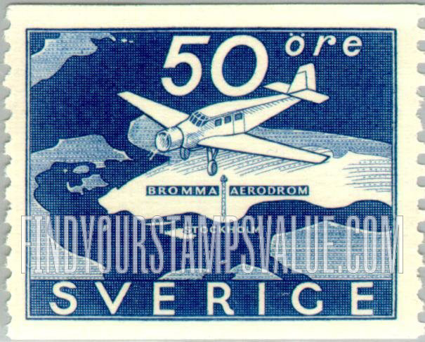 FindYourStampsValue: Airplane over Bromma Airport