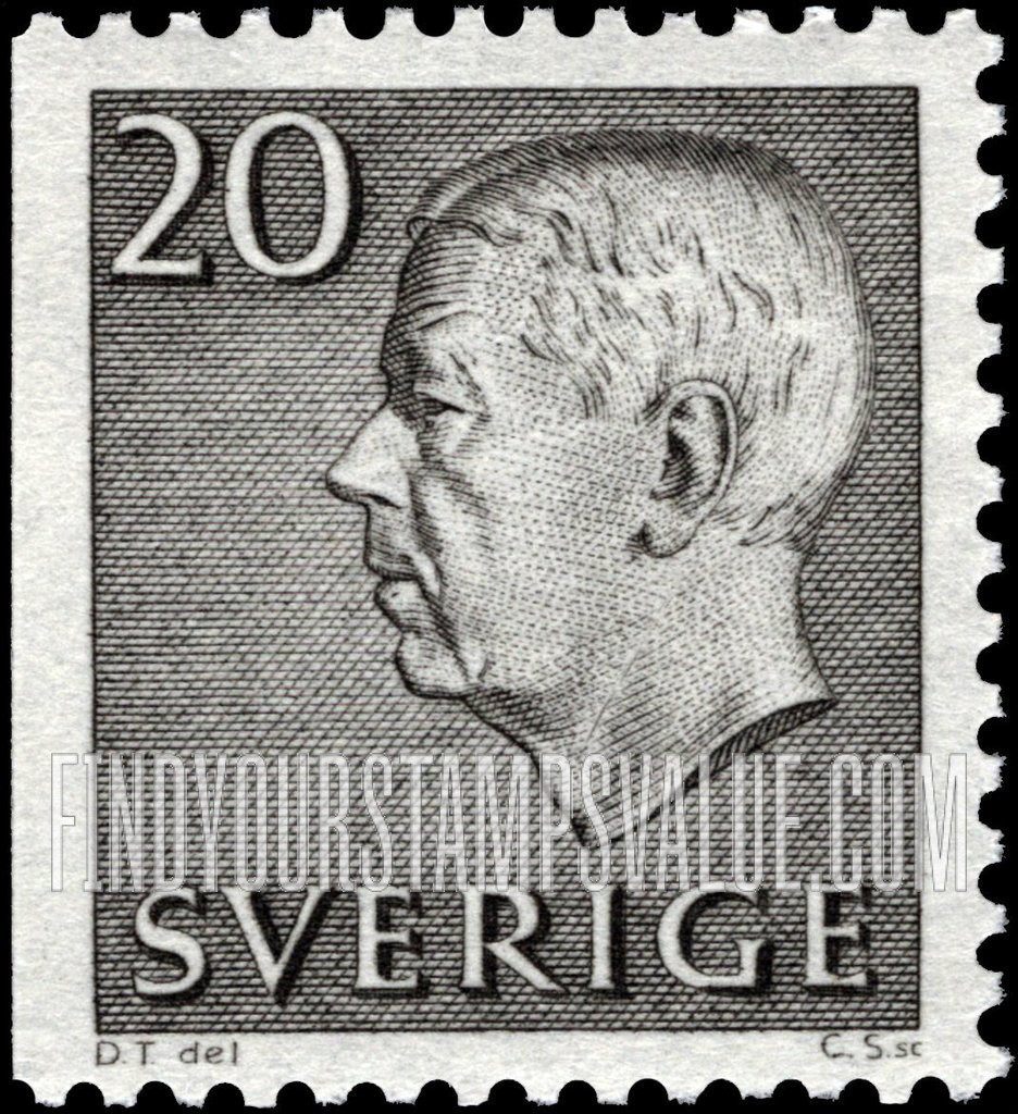 FindYourStampsValue: Gustaf VI Adolf (Letters, numerals in white)