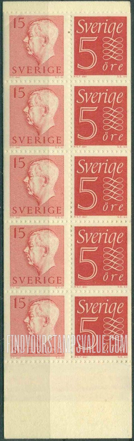 FindYourStampsValue: Numeral (Letters in white), Gustaf VI Adolf (Letters in color)