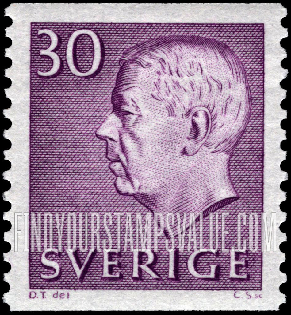 FindYourStampsValue: Gustaf VI Adolf (Letters, numerals in white)