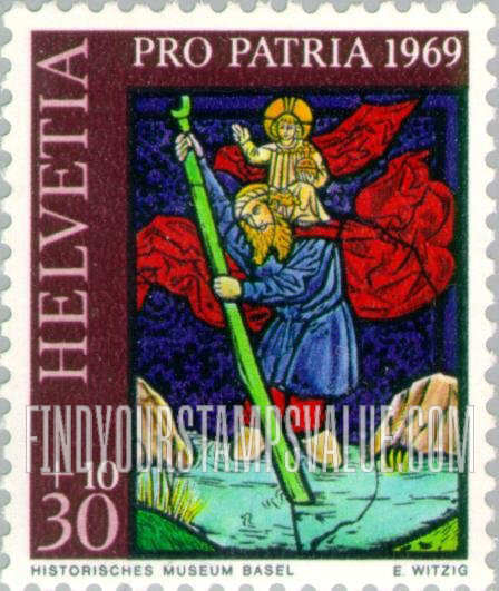 FindYourStampsValue: Semi-Postal: St. Christopher, Laufelfinger Church (now Basel Museum)