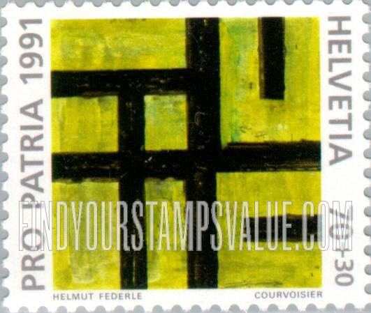 FindYourStampsValue: Semi-Postal, 700 Years of Art and Culture, Contemporary paintings by Helmut Federle