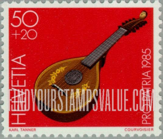 FindYourStampsValue: Semi-Postal, Musical Museum Exhibits: Emmenthal necked zither, 1828