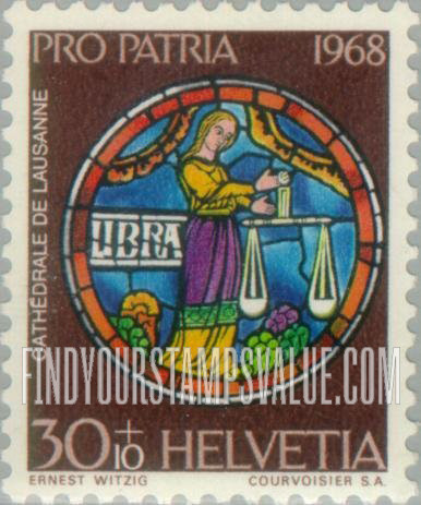 FindYourStampsValue: Semi-Postal, Rose Window, Lausanne Cathedral: Libra