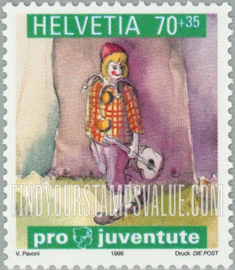 FindYourStampsValue: Semi-Postal, Nicolo the Clown From Children’s Book by Verena Pavoni: Nicolo, circus tent