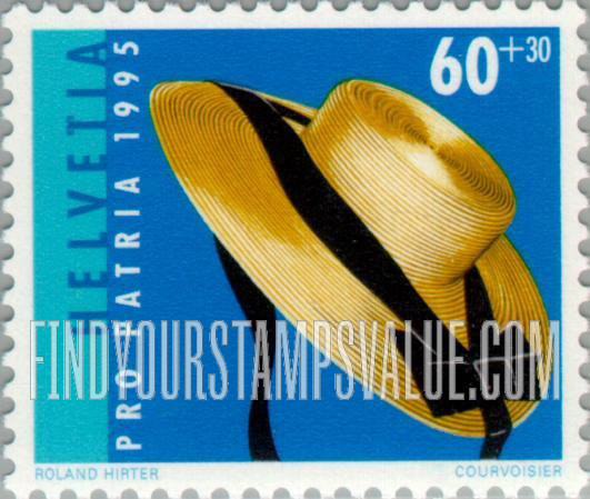 FindYourStampsValue: Semi-Postal, Swiss Folk Art: Straw hat