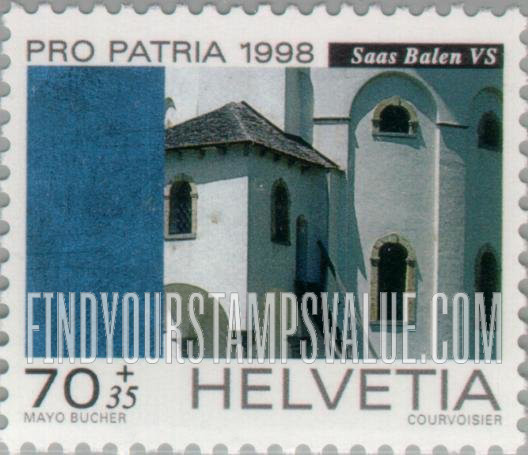 FindYourStampsValue: Semi-Postal, Pro Patria Stamps, 60th Anniversary, Heritage and landscapes: Round Church, Saas Balen