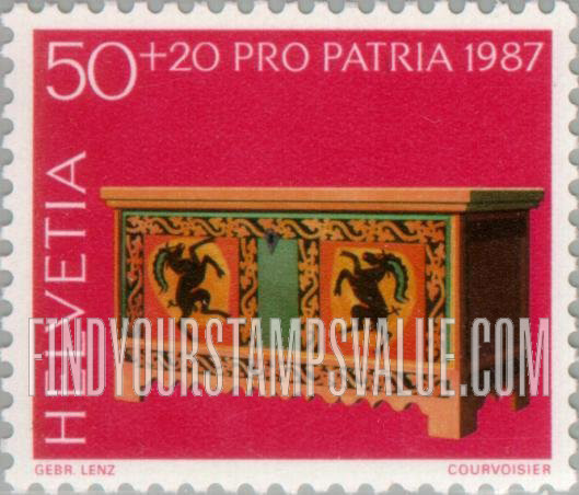 FindYourStampsValue: Semi-Postal, Antique Furniture: Raised chest, 16th centenary, Rhaetian Museum, Chur