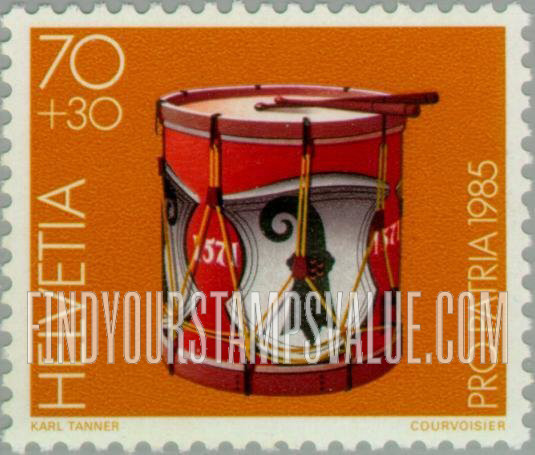 FindYourStampsValue: Semi-Postal, Musical Museum Exhibits: Drum, 1571