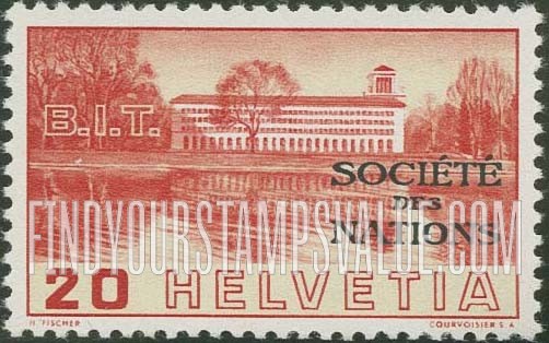 FindYourStampsValue: For The League of Nations: View of Labor Building from Lake Geneva