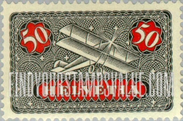 FindYourStampsValue: Air Post: Biplane against Sky