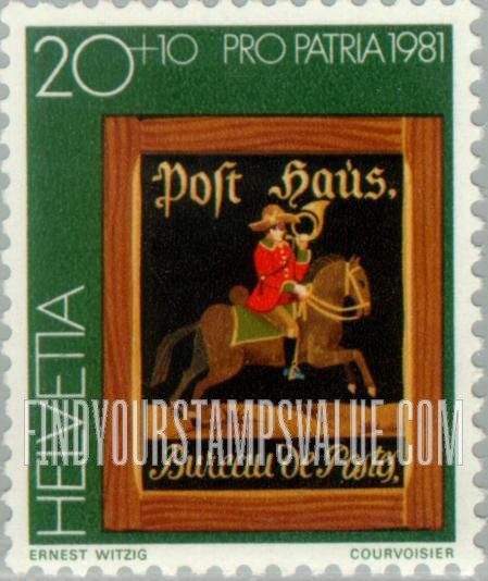 FindYourStampsValue: Semi-Postal: Post Office Sign, Aarburg, 1685