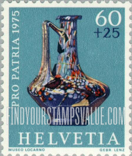 FindYourStampsValue: Semi-Postal, Archaeological Treasures: Colored glass bottle, 1st century