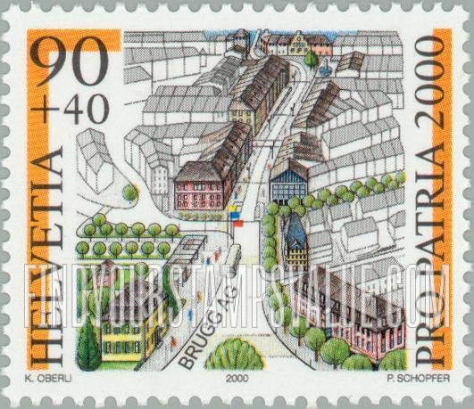 FindYourStampsValue: Semi-Postal, Cities With Pro Patria Foundation Renovation Projects: Brugg