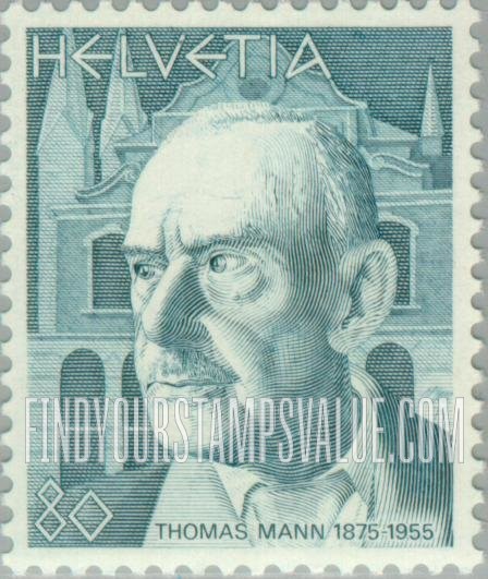 FindYourStampsValue: Federal Administration: Thomas Mann (1875-1955), writer, and Lubeck buildings