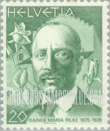 FindYourStampsValue: Federal Administration: Rainer Maria Rilke (1875-1926), Poet, Muzot Castle