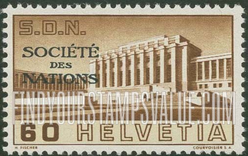 FindYourStampsValue: For The League of Nations: Main Building, Palace of League of Nations