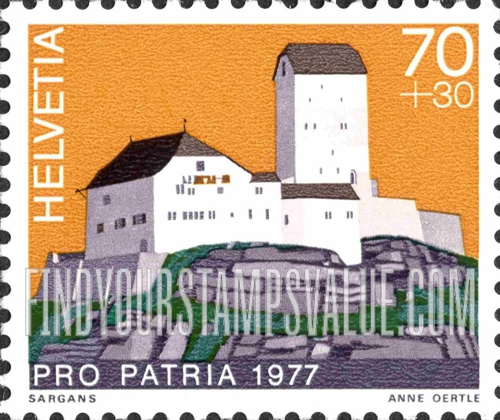FindYourStampsValue: Semi-Postal, Castles: Sargans