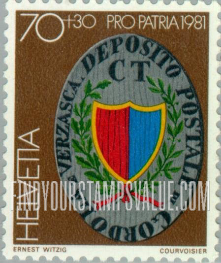 FindYourStampsValue: Semi-Postal: Post Office Sign, Gordola (c. 1849)