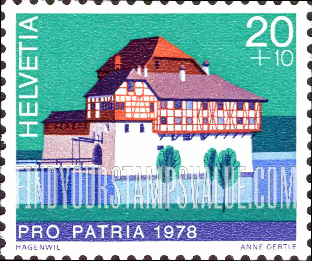 FindYourStampsValue: Semi-Postal, Castles: Hagenwil