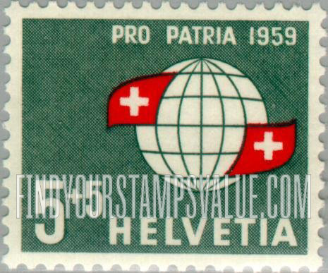 FindYourStampsValue: Semi-Postal: Globe and Swiss Flags