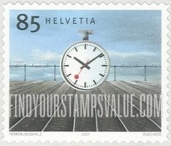 FindYourStampsValue: Federal Administration, Swiss Design: Station clock, 1944, designed by Hanls Hilfiker
