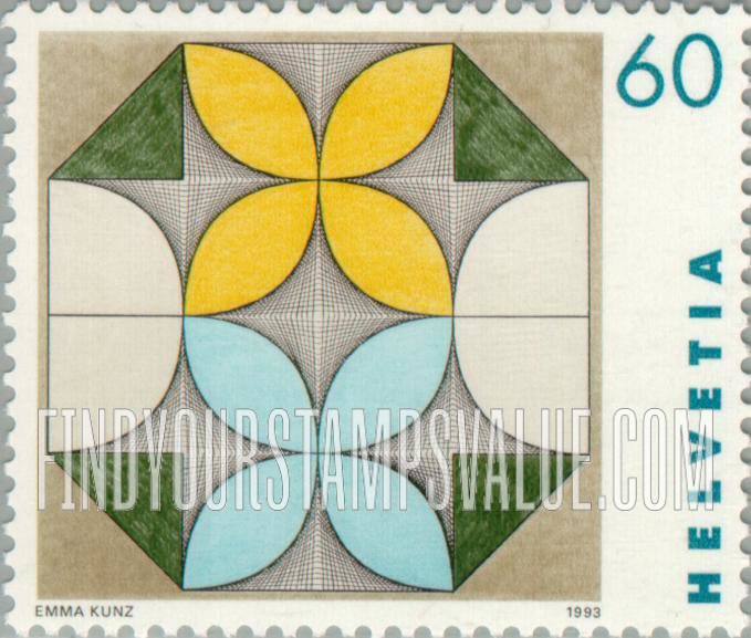FindYourStampsValue: Federal Administration, Works of Art by Swiss Women: Work No. 095, by Emma Kunz