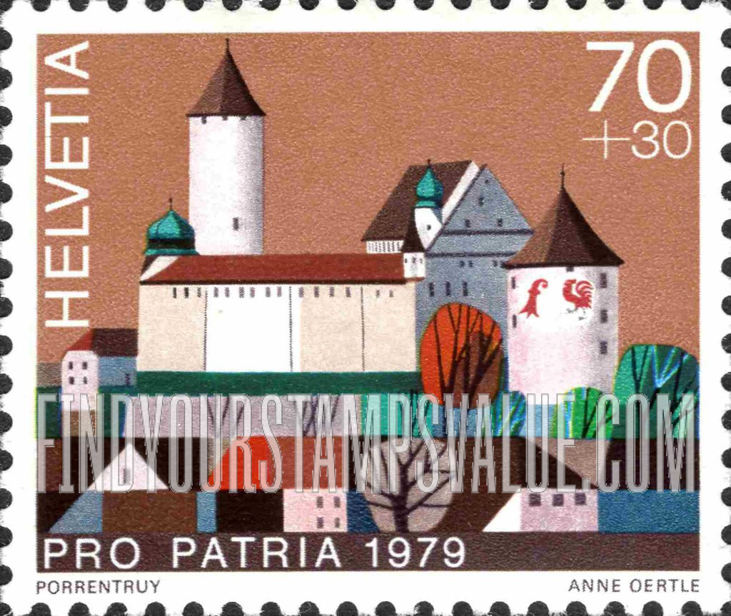 FindYourStampsValue: Semi-Postal, Castles: Porrentruy