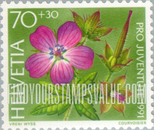 FindYourStampsValue: Semi-Postal, Woodland Flowers: Geranium sylvaticum