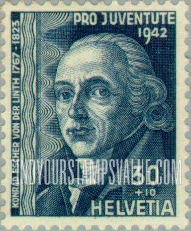 FindYourStampsValue: Semi-Postal: Konrad Escher von der Linth