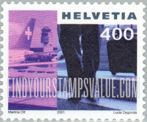 FindYourStampsValue: Federal Administration: Airport, businessman with trolley case