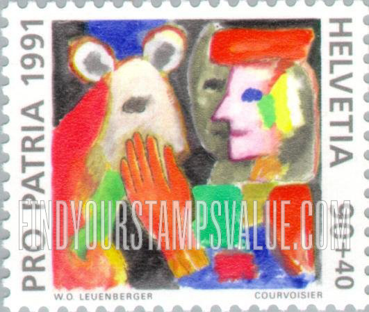 FindYourStampsValue: Semi-Postal, 700 Years of Art and Culture, Contemporary paintings by Werner Otto Leuenberger