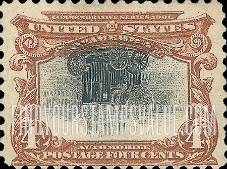 FindYourStampsValue: PAN-AMERICAN EXPOSITION - Electric Automobile - Center Inverted Error