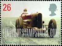 FindYourStampsValue: Great Britain (United Kingdom): Land Speed Records - Red Sunbeam, Sir Henry Segrave, 1926, 152 mph.