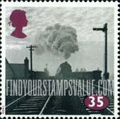 FindYourStampsValue: Great Britain (United Kingdom): Age of Steam - Locomotive entering Station