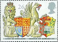 FindYourStampsValue: Great Britain (United Kingdom): Order of the Garter, 650th Anniversary - Lion of England, Griffin of Edward III