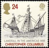 FindYourStampsValue: Great Britain (United Kingdom): Discovery of America, 500th Anniversary - Sailing Ship, Christopher Columbus Landfall