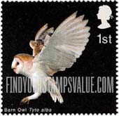 FindYourStampsValue: Great Britain (United Kingdom): Birds of Prey - Barn Owl in Flight