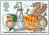 FindYourStampsValue: Great Britain (United Kingdom): Order of the Garter, 650th Anniversary - Greyhound of Richmond, Dragon of Wales