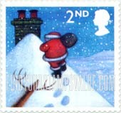 FindYourStampsValue: Great Britain (United Kingdom): Christmas - Santa Claus walking toward Chimney in Snow, Self-Adhesive Stamp