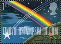FindYourStampsValue: Great Britain (United Kingdom): Symbols of Good Luck - Shooting Star, Rainbow, Booklet Stamp