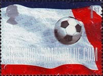 FindYourStampsValue: Great Britain (United Kingdom): 2002 World Cup Soccer Championships, Japan and Korea - Soccer Ball and English Flag (Upper Left Portion), Self-Adhesive Booklet Stamp