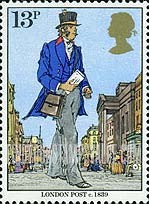 FindYourStampsValue: Great Britain (United Kingdom): Sir Rowland Hill - London Post Office and Mailman, Early 19th Century