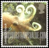 FindYourStampsValue: Great Britain (United Kingdom): Marine Life - Lesser Octopus