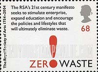 FindYourStampsValue: Great Britain (United Kingdom): Royal Society of Arts, 250th Anniversary - Zero Waste