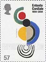 FindYourStampsValue: Great Britain (United Kingdom): Entente Cordiale, Centenary - Coccinelle, by Sonia Delaunay