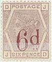FindYourStampsValue: Great Britain (United Kingdom): Queen Victoria - Six Pence Violet Surcharged in Carmine