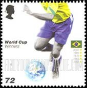 FindYourStampsValue: Great Britain (United Kingdom): 2006 World Cup Soccer Championships, Germany - Globe, Soccer Player and Flag from Brazil